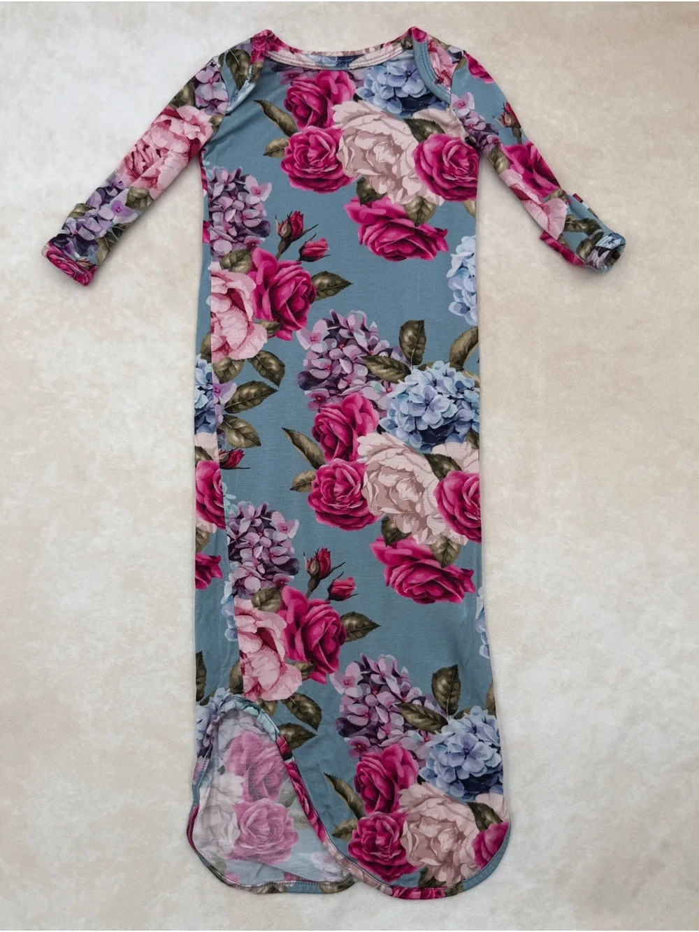 Posh Peanut Blue Floral Sleep Sack with Pink Roses
